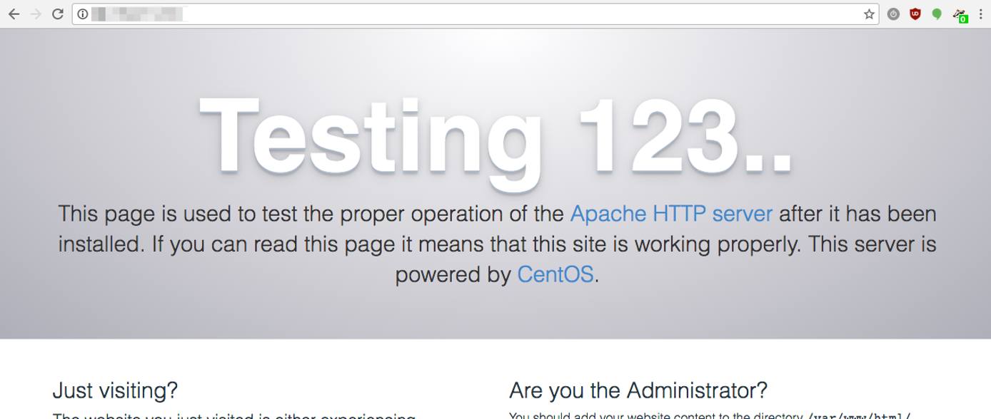 Welcome to Apache on CentOS 7 Apache on CentOS 7 Welcome Screen